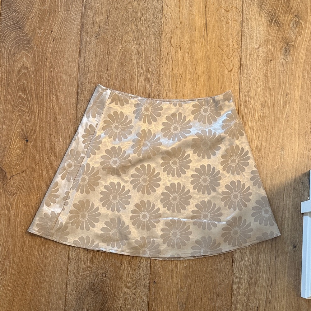 Princess Polly Beige Floral A-Line Skirt